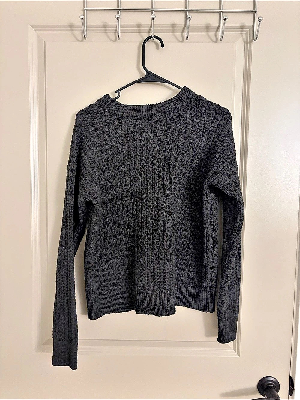 Ribbed Crewneck Sweater in Black